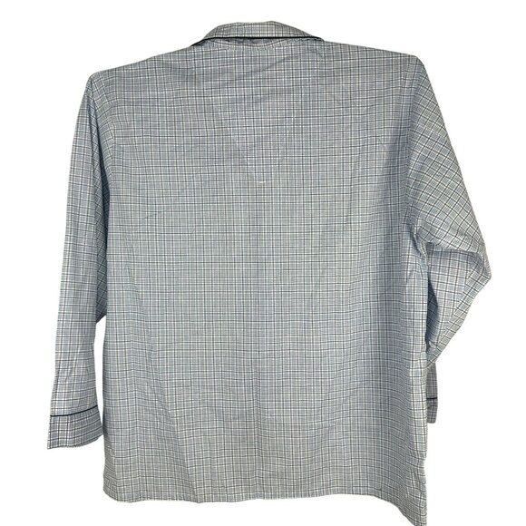 Knightsbridge Mens X-Large Plaid Button Front Pajama Set Blue White - Picture 4 of 14